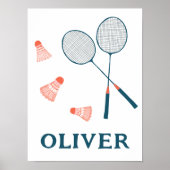 CUSTOM BABY NAAM Badminton Racquets & Birdies Poster (Voorkant)