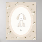 Custom Baby Name Nursery - Cute Dog Poster (Voorkant)