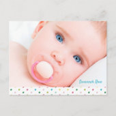 Custom Baby Photo Polka Dots Naming Ceremony Aankondigingskaart (Voorkant)