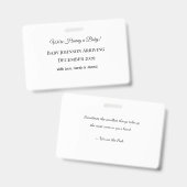 Custom Baby Reveal Kaart Badge (Voor- en achterkant)