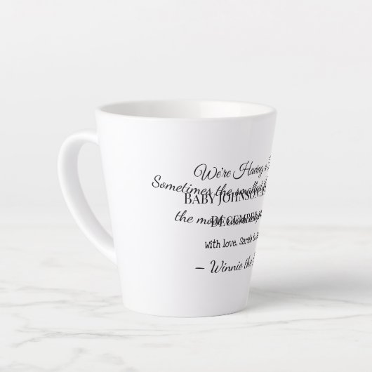 Custom Baby Reveal Kaart Latte Mok (Linkerhoek)