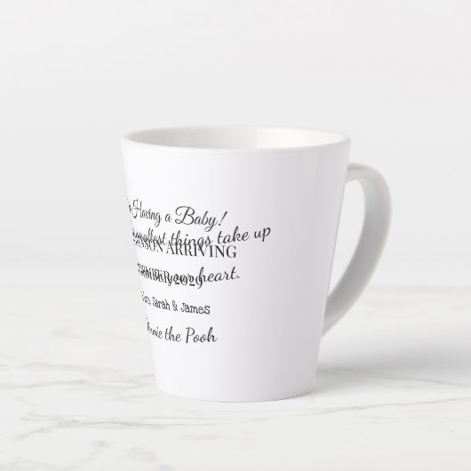 Custom Baby Reveal Kaart Latte Mok (Rechterhoek)