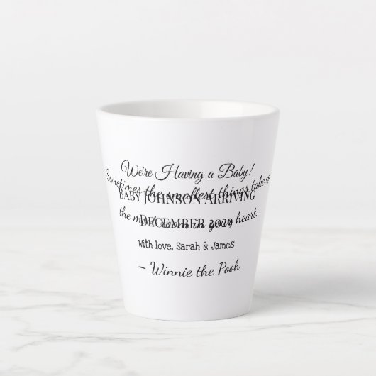 Custom Baby Reveal Kaart Latte Mok (Voorkant)