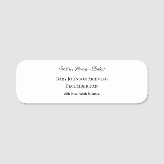 Custom Baby Reveal Kaart Naamplaatje (Voorkant)