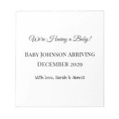Custom Baby Reveal Kaart Notitieblok (Voorkant)