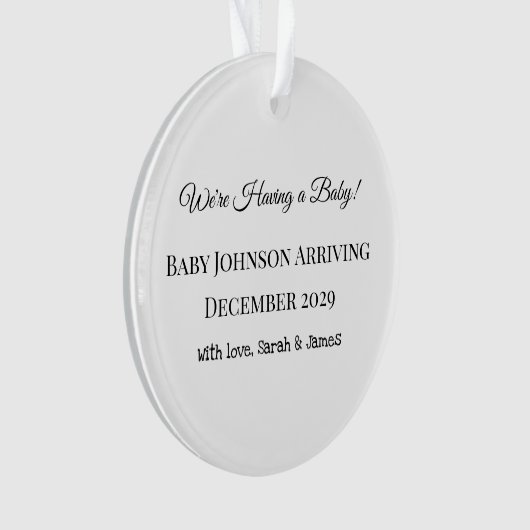 Custom Baby Reveal Kaart Ornament (voorkant)