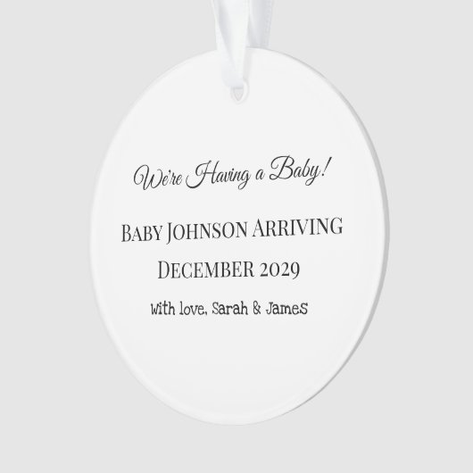 Custom Baby Reveal Kaart Ornament (voorkant)