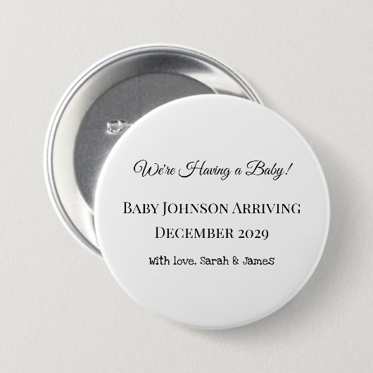 Custom Baby Reveal Kaart Ronde Button 7,6 Cm (Voorkant /achterkant)