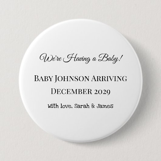 Custom Baby Reveal Kaart Ronde Button 7,6 Cm (Voorkant)