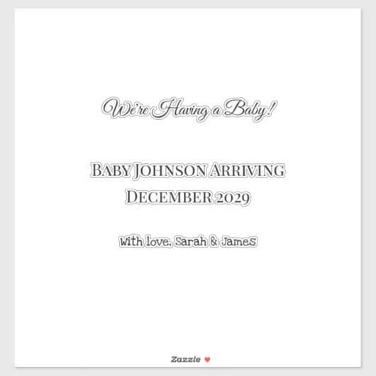 Custom Baby Reveal Kaart Sticker (Vel)