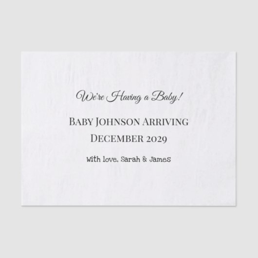 Custom Baby Reveal Kaart Tissuepapier (Voorkant)