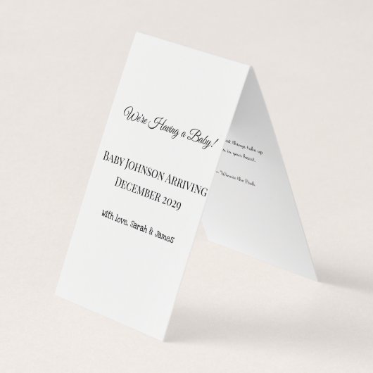 Custom Baby Reveal Kaart Visitekaartje (Voorkant)