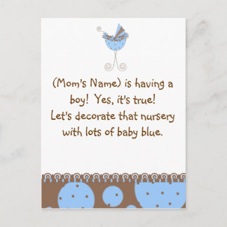 Custom Baby shower Invitation-Chic Baby Blauw Uitnodiging Briefkaart
