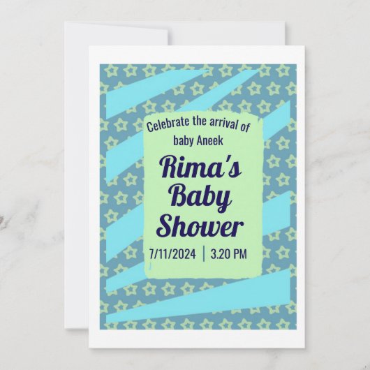 Custom Baby shower Invitation Kaart voor Rima (Voorkant)