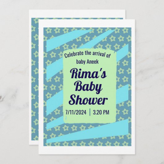 Custom Baby shower Invitation Kaart voor Rima (Voorkant / Achterkant)