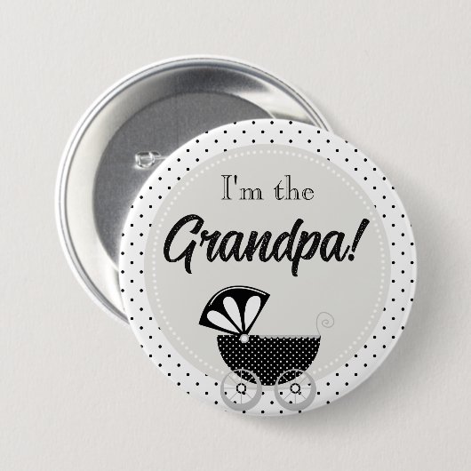 Custom Baby Shower Party I'm the Grandpa Button (Voorkant /achterkant)