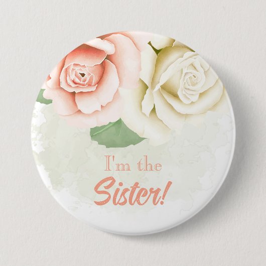 Custom Baby Shower Party I'm the Sister Button (Voorkant)