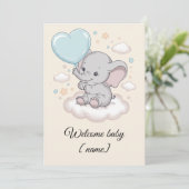 Custom Baby shower Wenskaart Schattigee olifant Kaart (Staand voorkant)