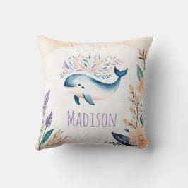 Custom Baby Whale Pillow Boho Floral Design - Kussen