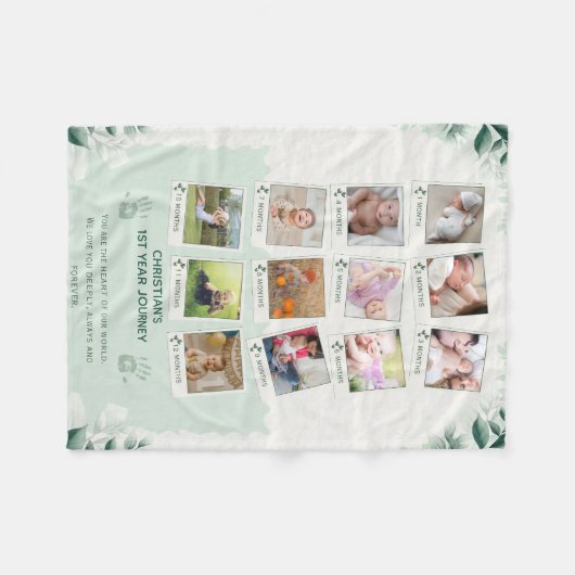 Custom Baby's 1st Year Journey Fotocollage Fleece Deken (Voorkant (Horizontaal))