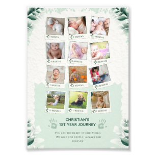 Custom Baby's 1st Year Journey Fotocollage Foto Afdruk