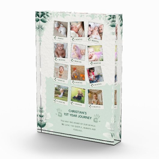 Custom Baby's 1st Year Journey Fotocollage Fotoblokken (Rechts)