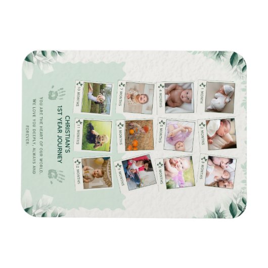 Custom Baby's 1st Year Journey Fotocollage Magneet (Horizontaal)