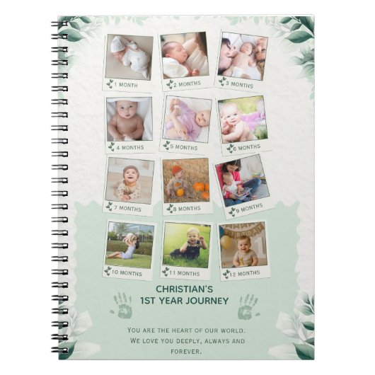 Custom Baby's 1st Year Journey Fotocollage Notitieboek (Voorkant)