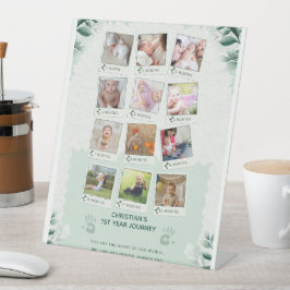 Custom Baby's 1st Year Journey Fotocollage Reclamebord Met Voetstuk