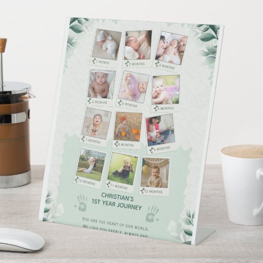 Custom Baby's 1st Year Journey Fotocollage Reclamebord Met Voetstuk (Insitu)