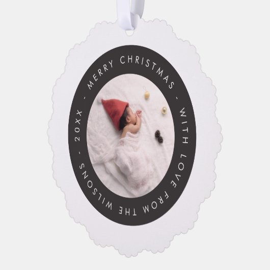 Custom Baby's eerste kerst fotokaart Ornament (Links)