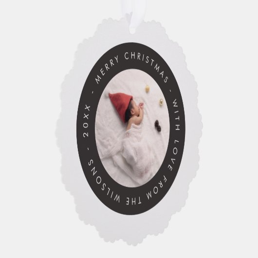 Custom Baby's eerste kerst fotokaart Ornament Kaart (Rechts)