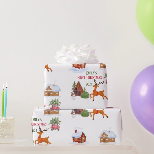 Custom Baby's eerste kerst huisdier Cadeaupapier (Feestgeschenken)