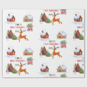 Custom Baby's eerste kerst huisdier Cadeaupapier (Vlak)