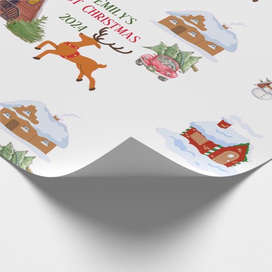 Custom Baby's eerste kerst huisdier Cadeaupapier (Hoek)