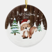 Custom Baby's eerste kerst vos tweezijdig Keramisch Ornament (Voorkant)