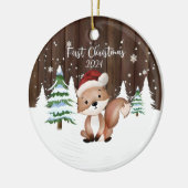 Custom Baby's eerste kerst vos tweezijdig Keramisch Ornament (Links)