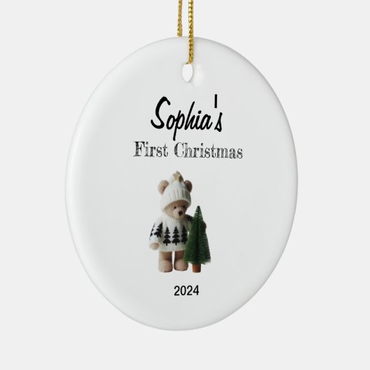 Custom Baby's eerste kerstballen Keramisch Ornament (Rechts)