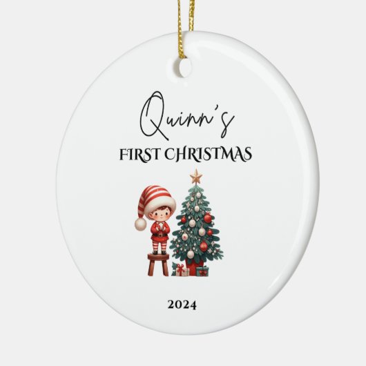 Custom Baby's eerste kerstballen Keramisch Ornament (Links)