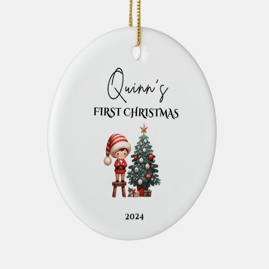 Custom Baby's eerste kerstballen Keramisch Ornament (Rechts)