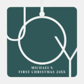 Custom Baby's Eerste Kerstfoto Groen Metalen Ornament (Voorkant)