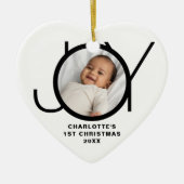Custom Baby's Eerste Kerstfoto Wit Keramisch Ornament (Voorkant)