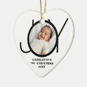 Custom Baby's Eerste Kerstfoto Wit Keramisch Ornament (Links)