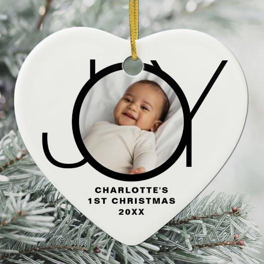 Custom Baby's Eerste Kerstfoto Wit Keramisch Ornament