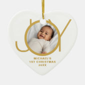 Custom Baby's Eerste Kerstmis Foto Keramisch Ornament (Voorkant)