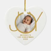 Custom Baby's Eerste Kerstmis Foto Keramisch Ornament (Achterkant)