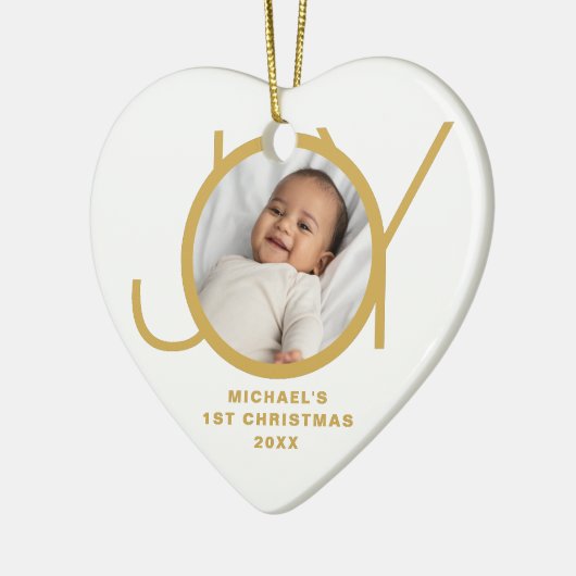 Custom Baby's Eerste Kerstmis Foto Keramisch Ornament (Links)