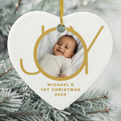 Custom Baby's Eerste Kerstmis Foto Keramisch Ornament