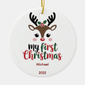 Custom Babys First Christmas Bauble, Baby 2025 Keramisch Ornament (Voorkant)