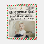 Custom Baby's First Christmas Newspaper Keramisch Ornament (Links)